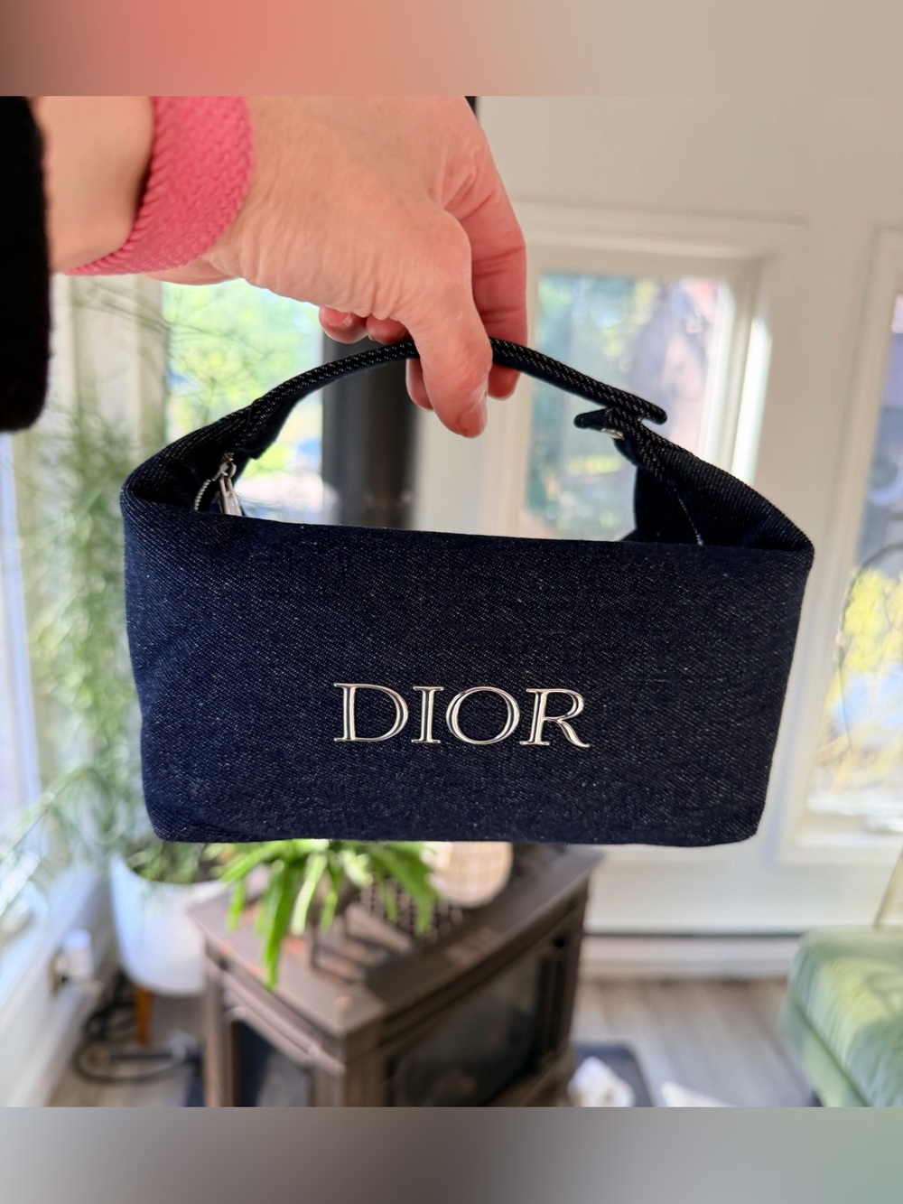 Dior Dark Denim Pouch w Silver Hardware NEW in Box/SEALED in Plastic Bag GWP